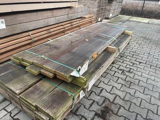 Ca. 10x Guyana Teak Planken Fijnbezaagd, 33x158mm, lengte 275cm